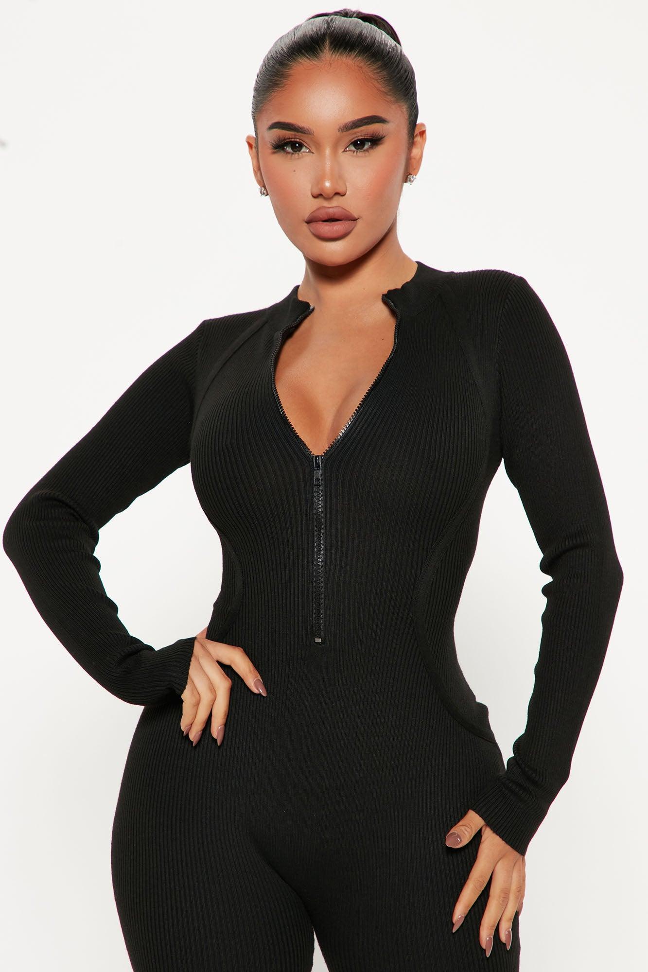 Time To Chill Sweater Jumpsuit - Black Product Image