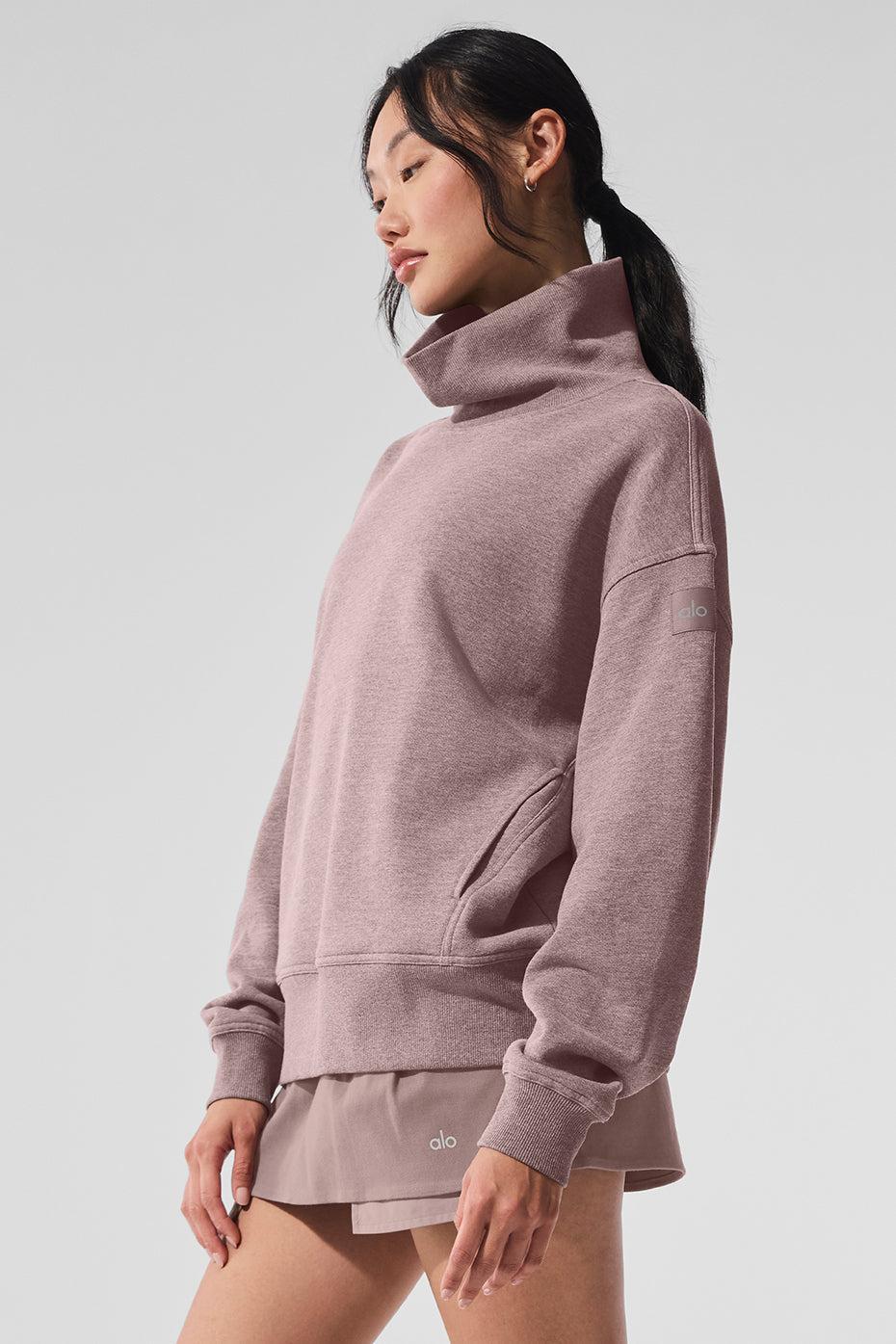 Hazy Mock Neck Pullover - Mushroom Heather Product Image