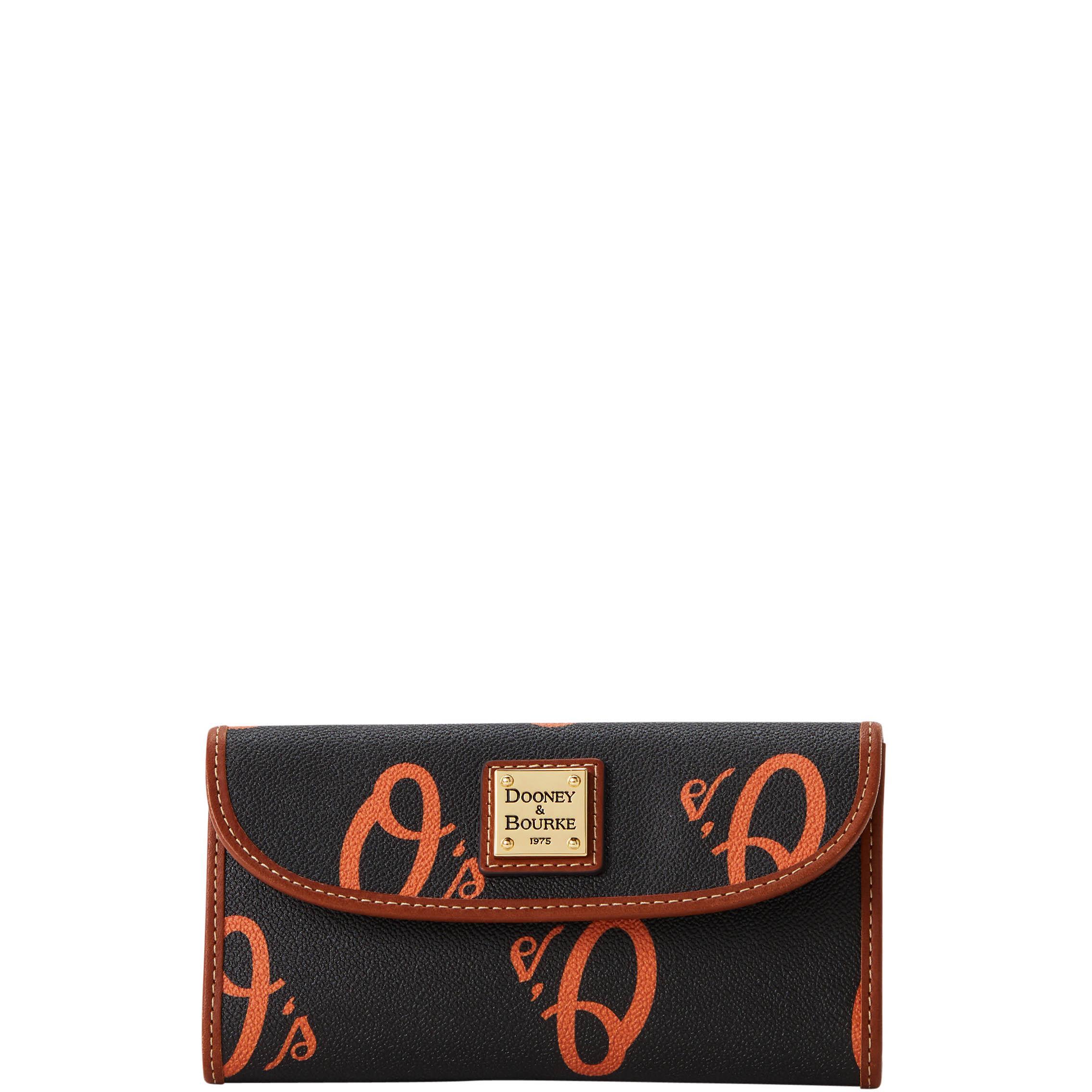 Dooney & Bourke Womens MLB Orioles Continental Coated Cotton Clutch in Black Product Image