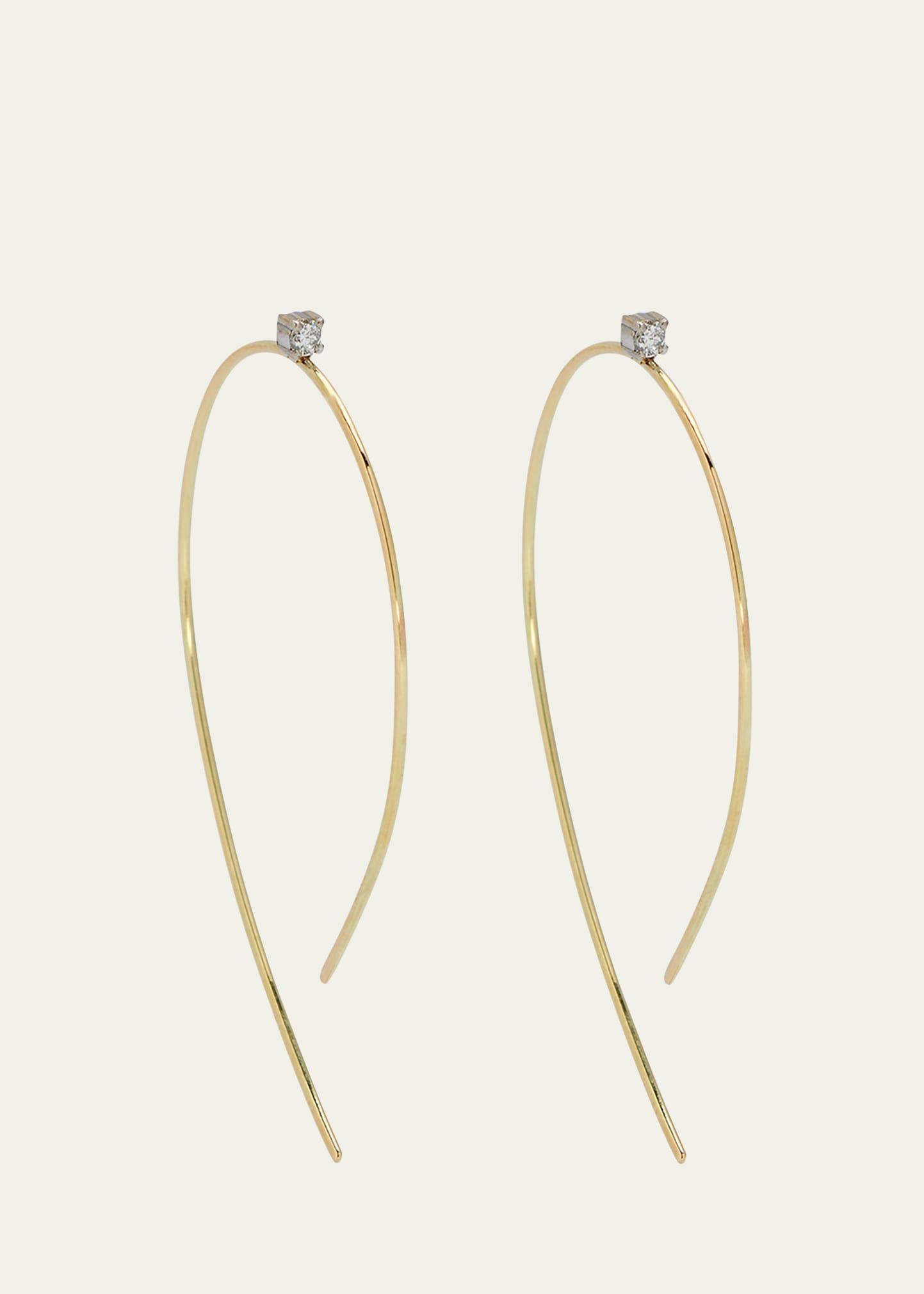 Mini Wire Hooked On Hoop Earrings with Diamonds, 38mm Product Image