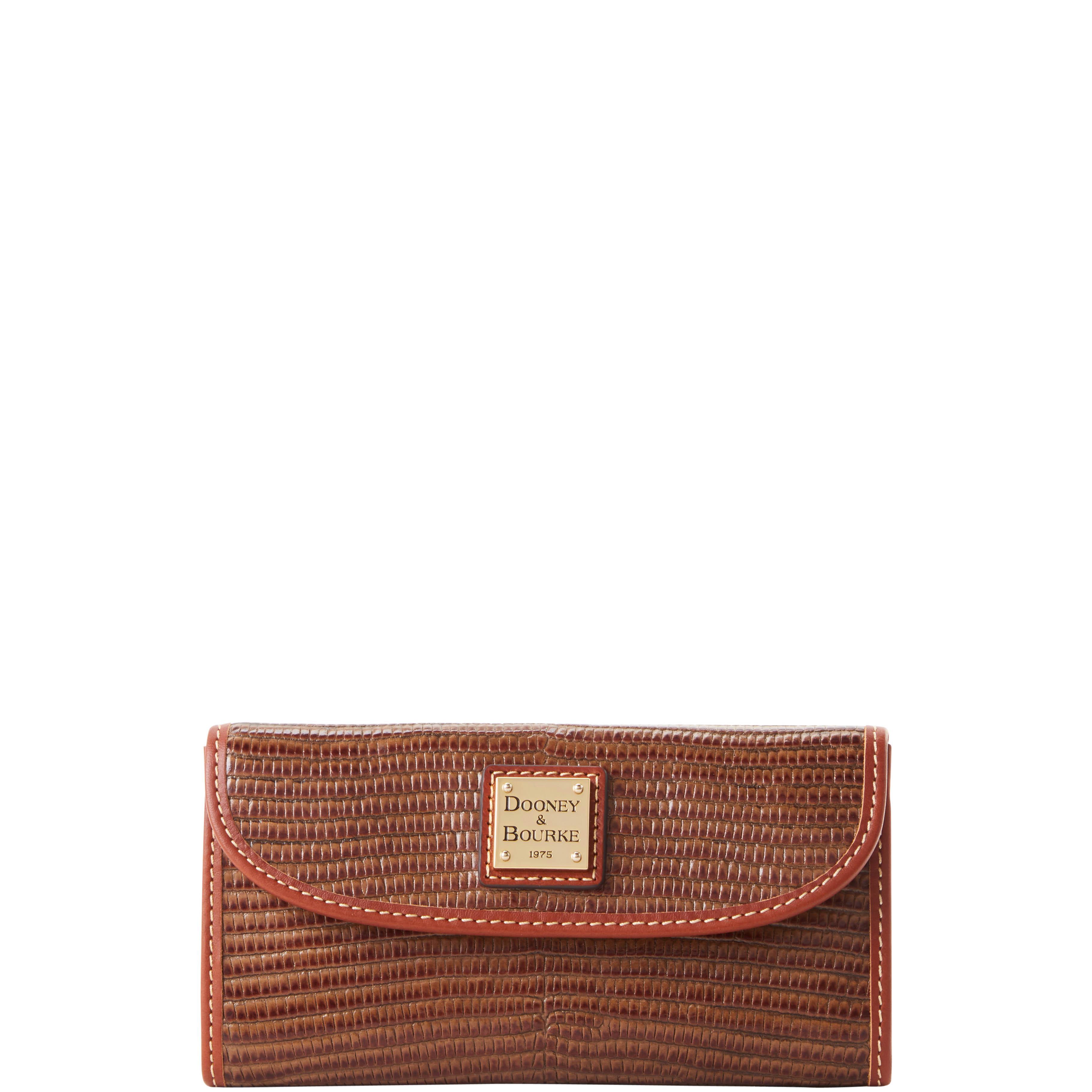 Dooney & Bourke Womens Embossed Lizard Continental Leather Clutch Bag in Grey Product Image