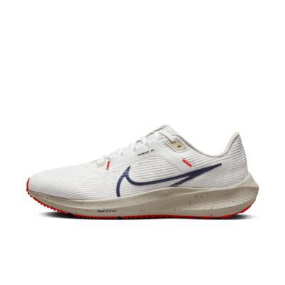 Nike Mens Air Zoom Pegasus 40 - Shoes White/Obsidian/Brown Product Image