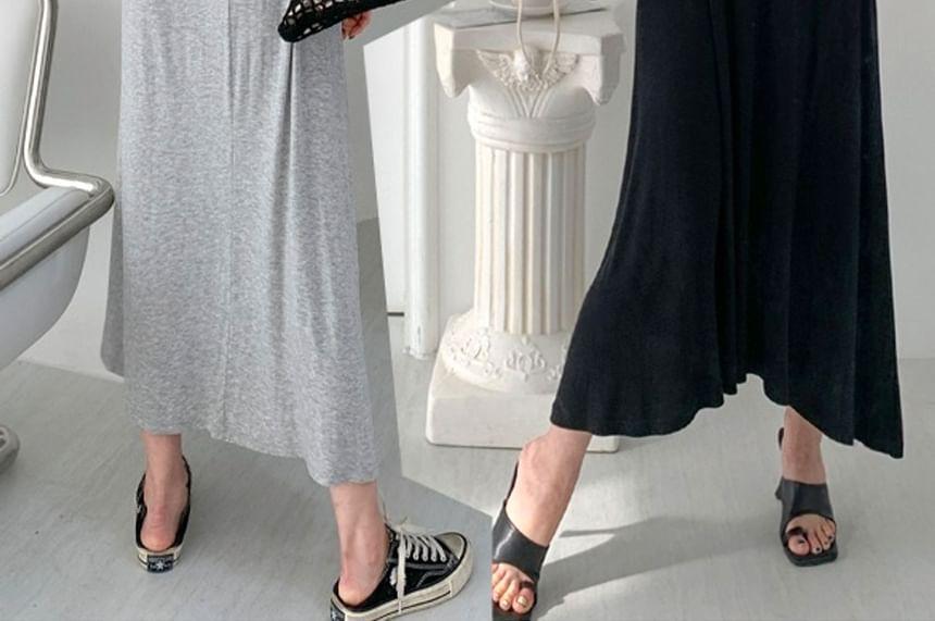 Set: Long-Sleeve Plain Cutout Top + Slipdress Product Image