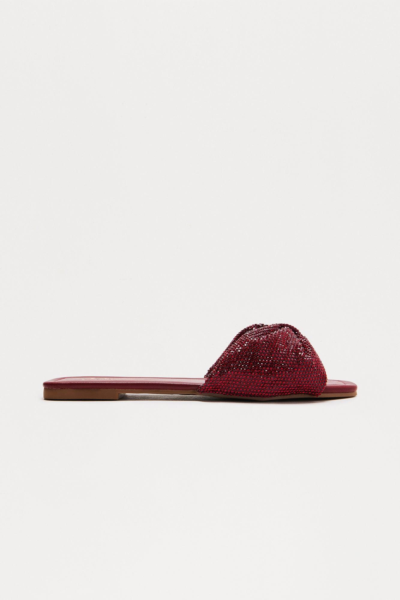 Idra Rhinestone Slip On Sandals - Wine Product Image