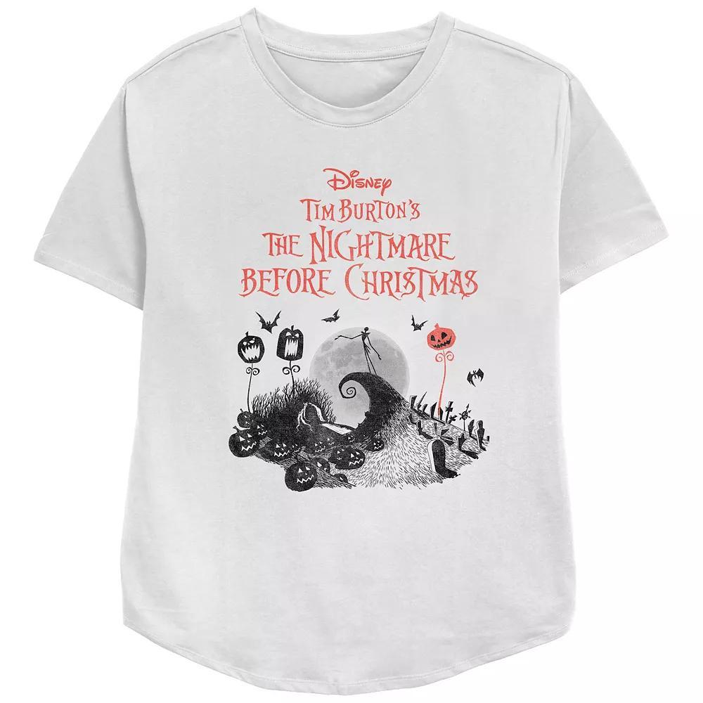 Disney's The Nightmare Before Christmas Halloween Title Logo Women's Relaxed Fit Graphic Tee, Size: Small, White Product Image