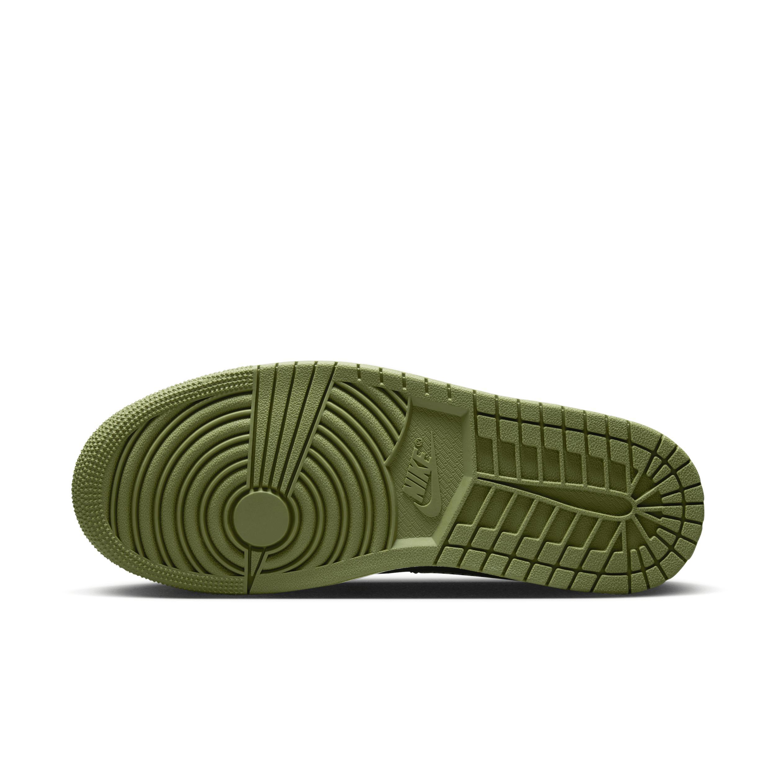Jordan Mens AJ 1 Mid SE - Basketball Shoes Grey/Black/Green Product Image