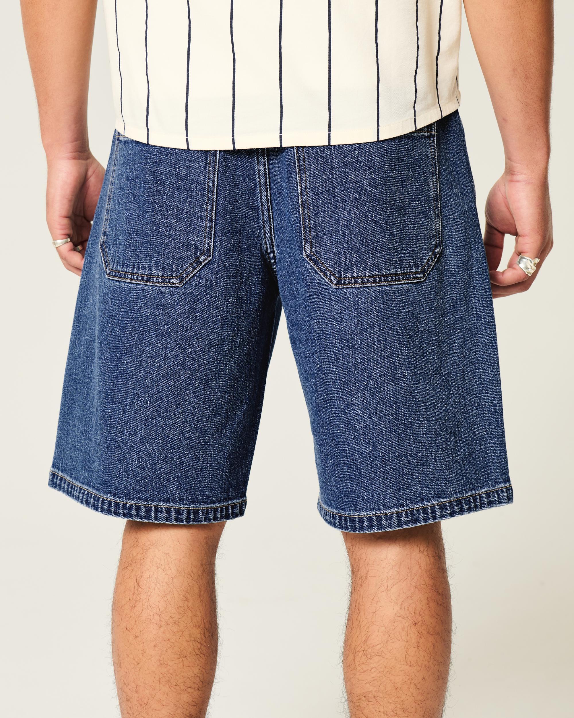 Washed Black Baggy Denim Shorts Product Image