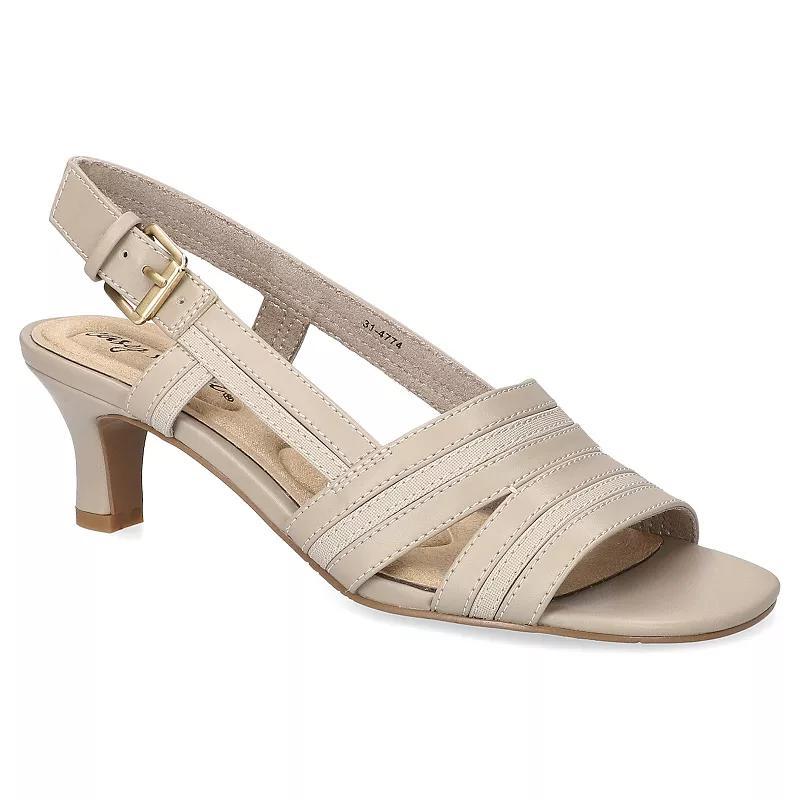 Easy Street Meghan Slingback Women's Heeled Sandals, Size: 6.5 XW, Brown Oatmeal Linen Product Image