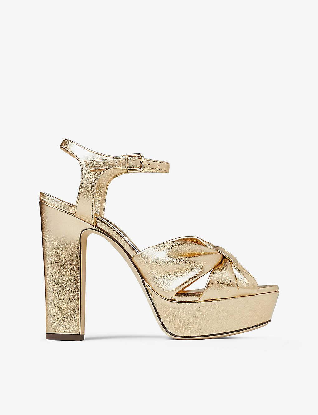 JIMMY CHOO Heloise Metallic Ankle-strap Platform Sandals In Silver Product Image
