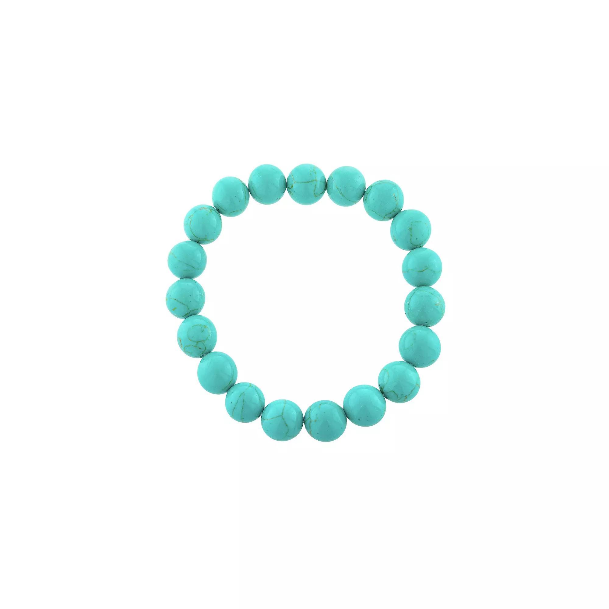 Main and Sterling 10 mm Gemstone Bead Bracelet, Women's, Size: 7", Blue Product Image