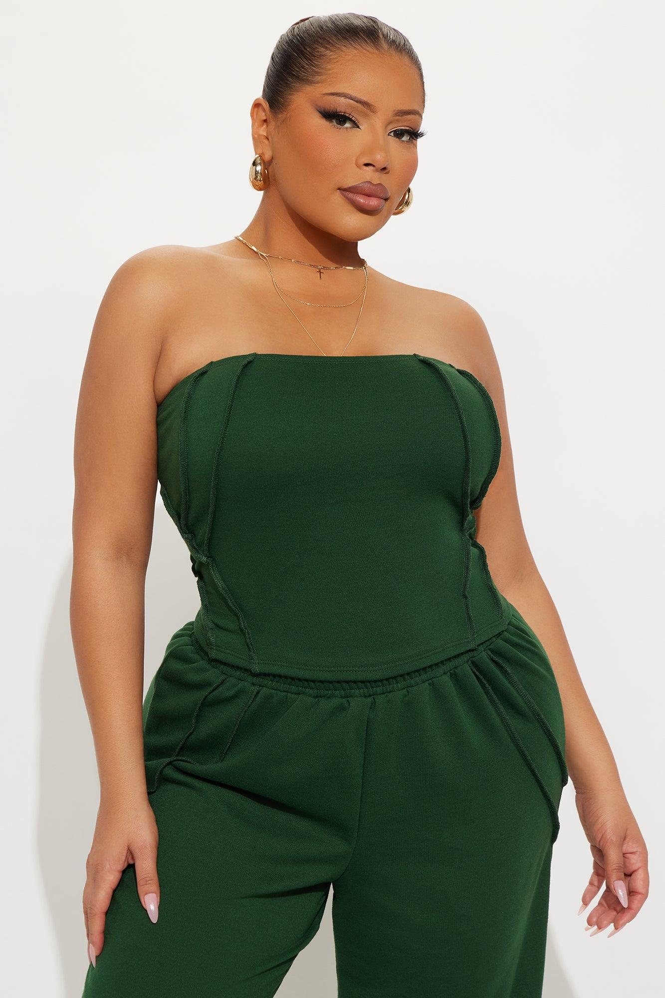 Bree Strapless Wide Leg Pant Set - Hunter Green Product Image