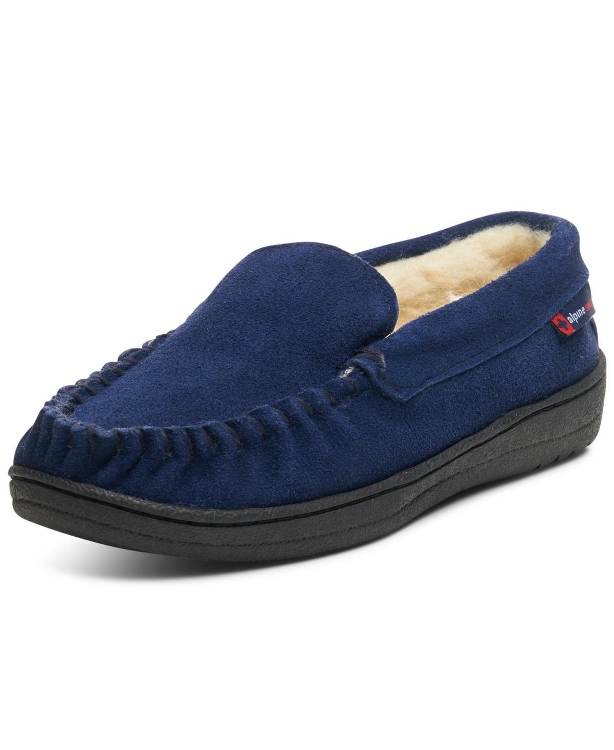Alpine Swiss Yukon Mens Genuine Suede Shearling Slip On Moccasin Slippers Product Image