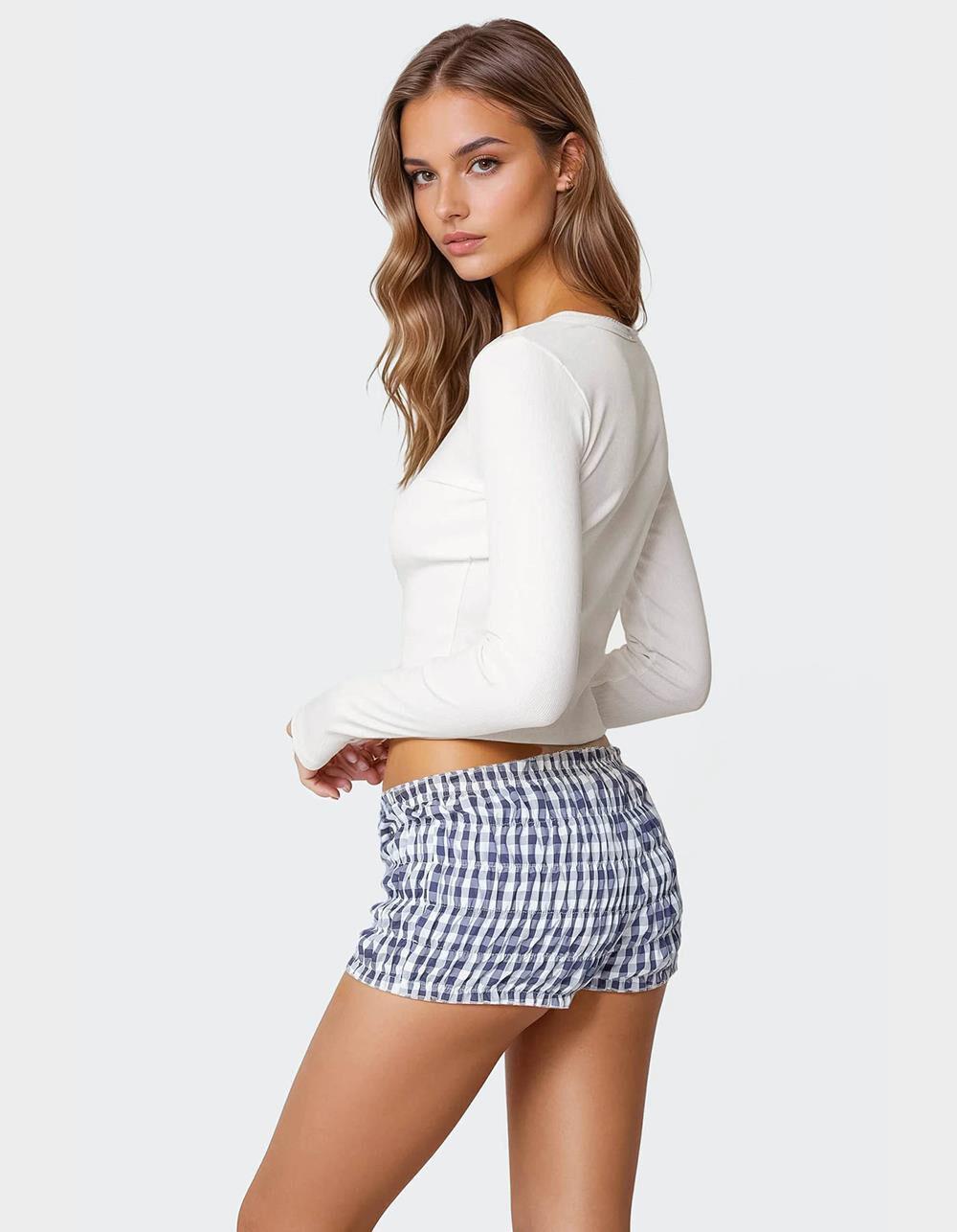 EDIKTED Gingham Scrunch Shorts Product Image