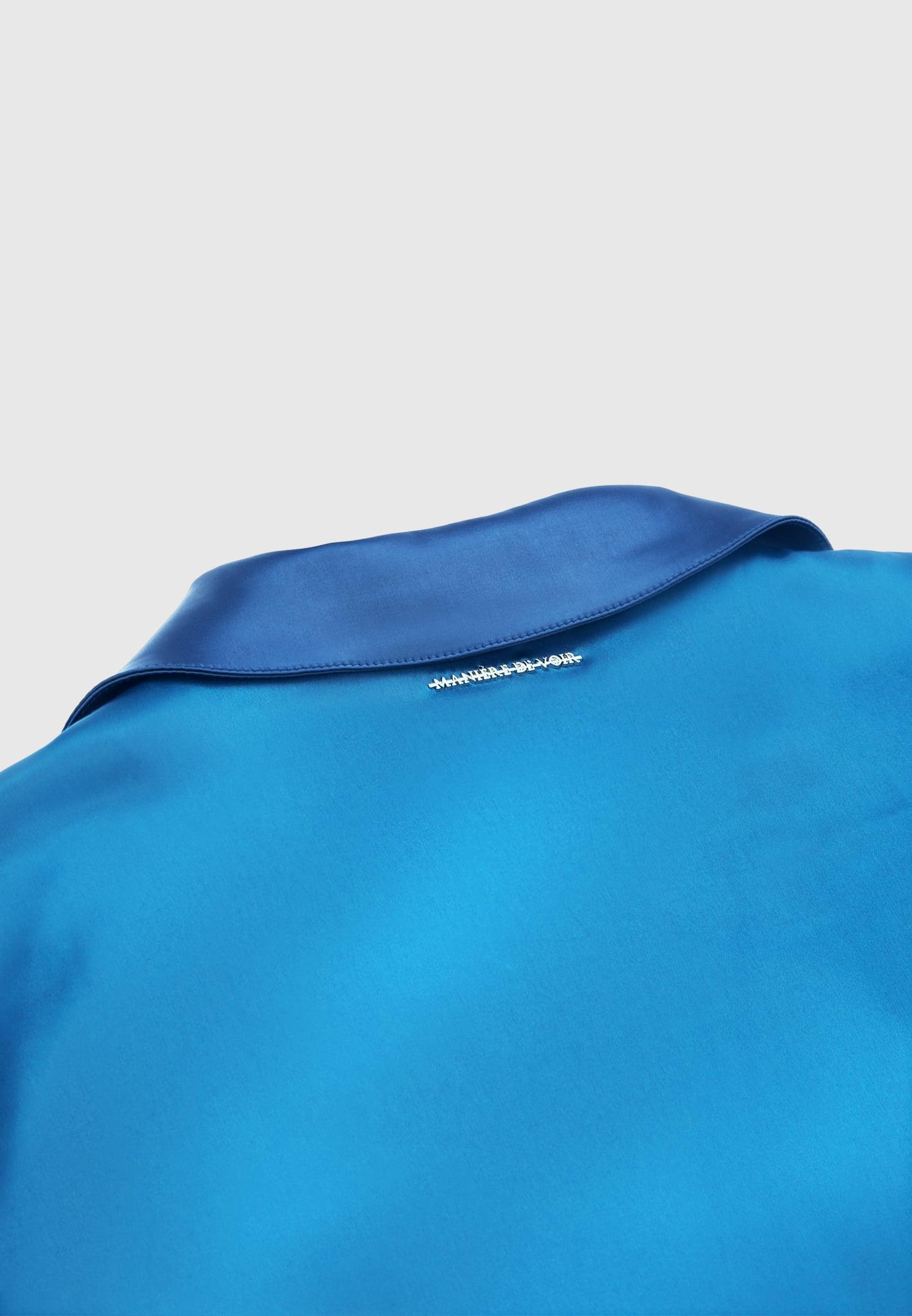 Satin Contrast Collar Shirt - Navy Male Product Image