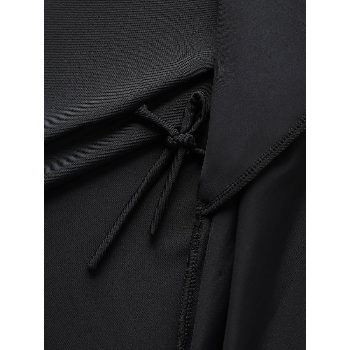Plus Size Anti Float Tie Pockets Swim Bottoms Women's Swimwear Black Beach High stretch Bodycon High Rise Side seam pocket Curve Swim Bottoms BloomChic 12/L Product Image