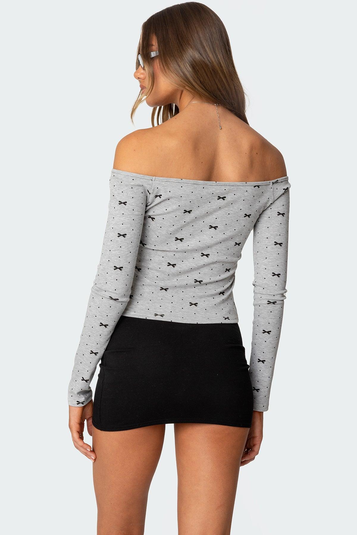 Ryna Bows & Dots Off Shoulder Top Product Image