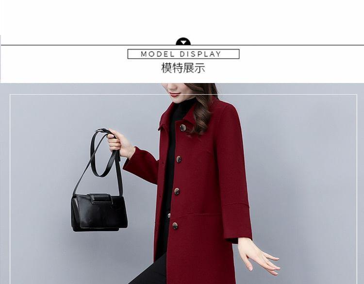 Collared Plain Button Coat Product Image