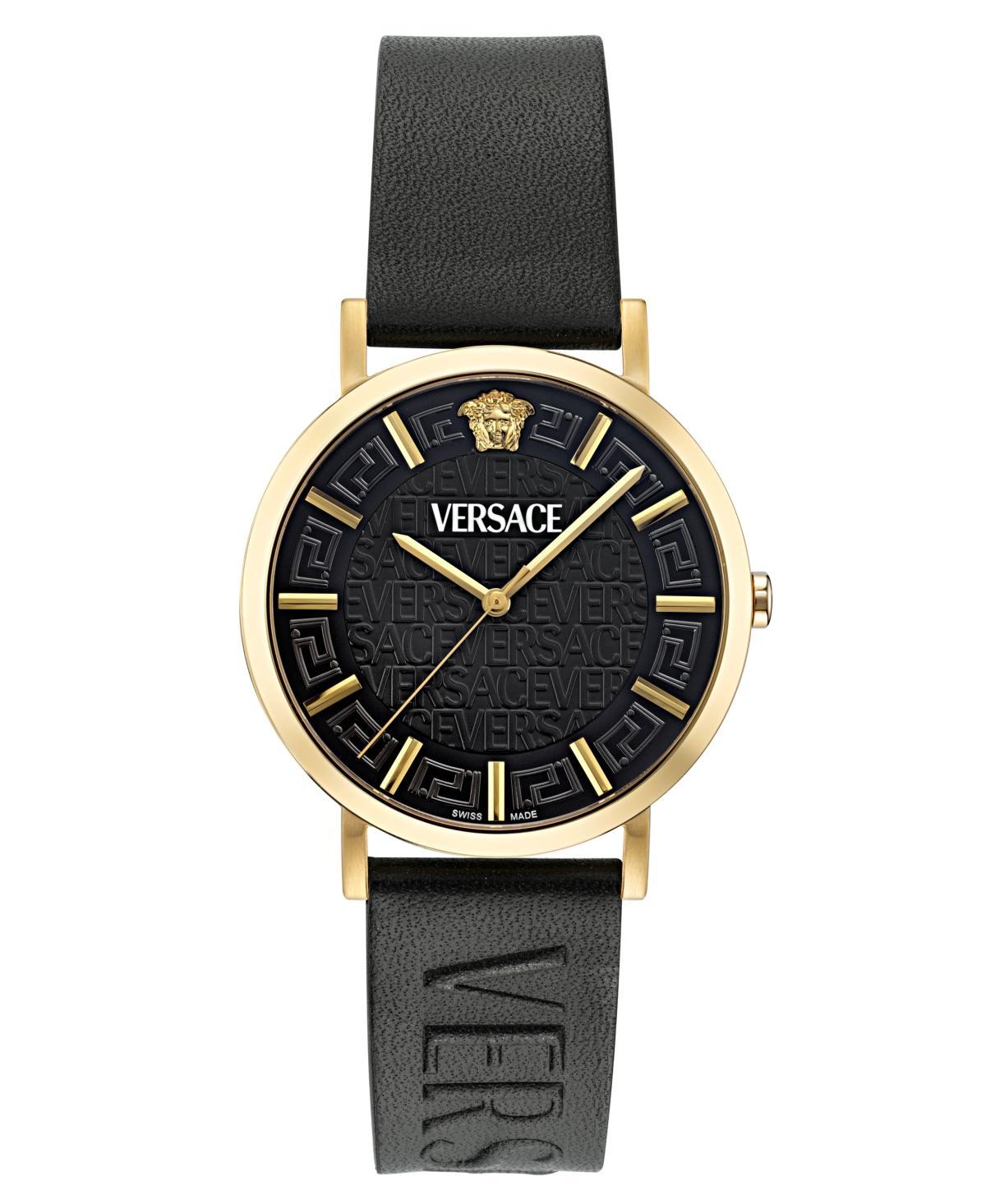 Mens Greca Slim IP Yellow Gold & Leather Strap Watch/40MM Product Image