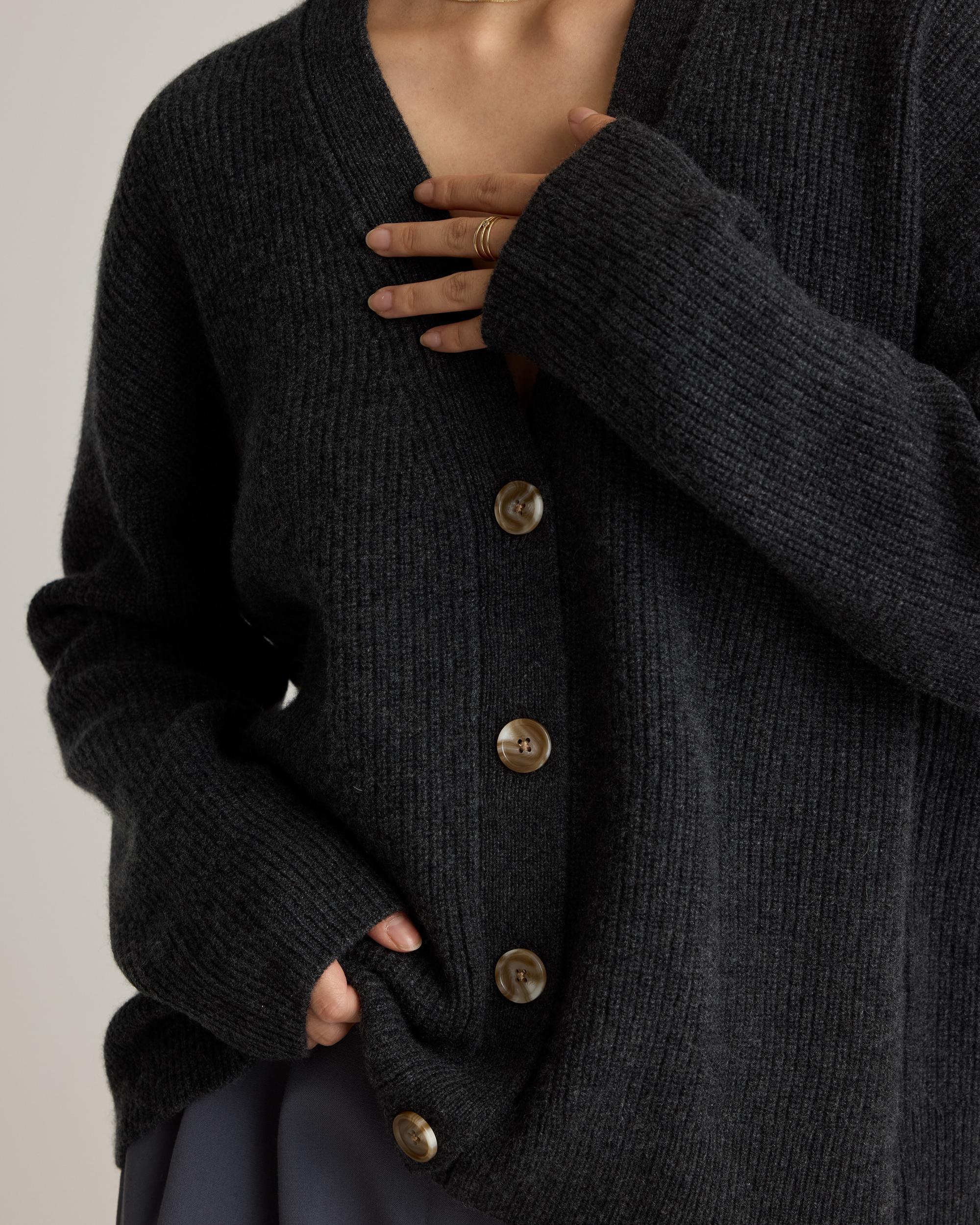 Quince | Women's Mongolian Cashmere Fisherman Boxy Cropped Cardigan Sweater Product Image