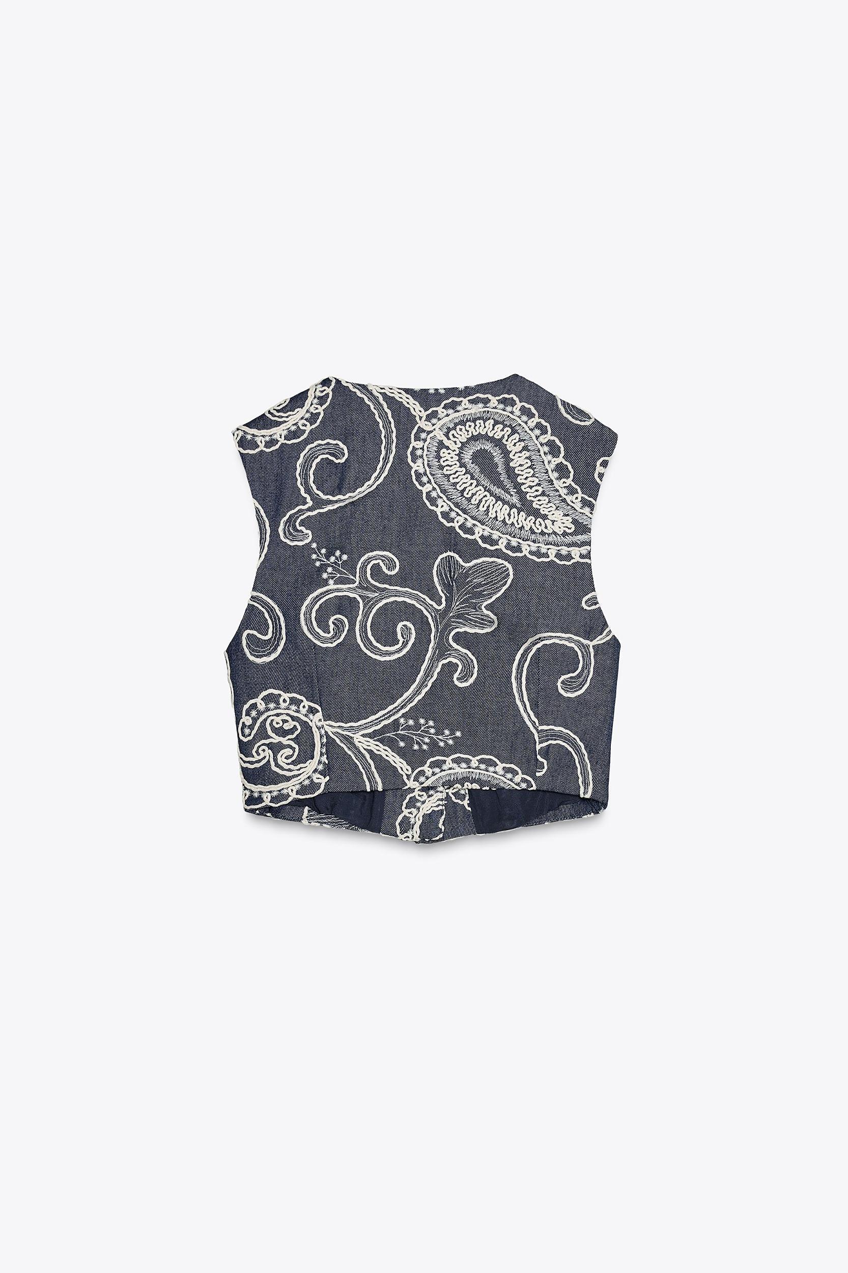 EMBROIDERED CROPPED VEST TOP Product Image