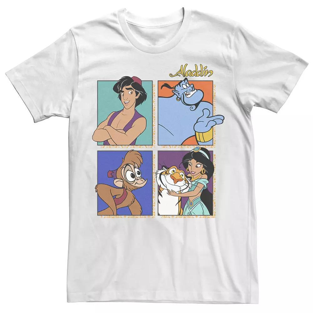 Disney's Aladdin Men's Group Shot Box Up Tee, Size: Medium, White Product Image