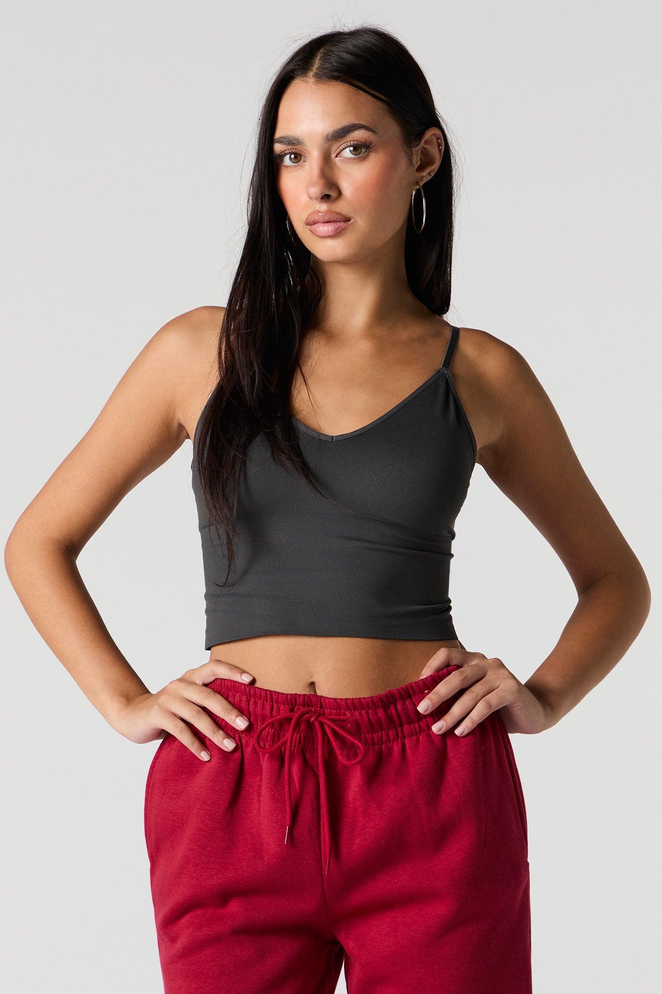 Seamless V-Neck Cami with Built-In Bra Cups Female Product Image