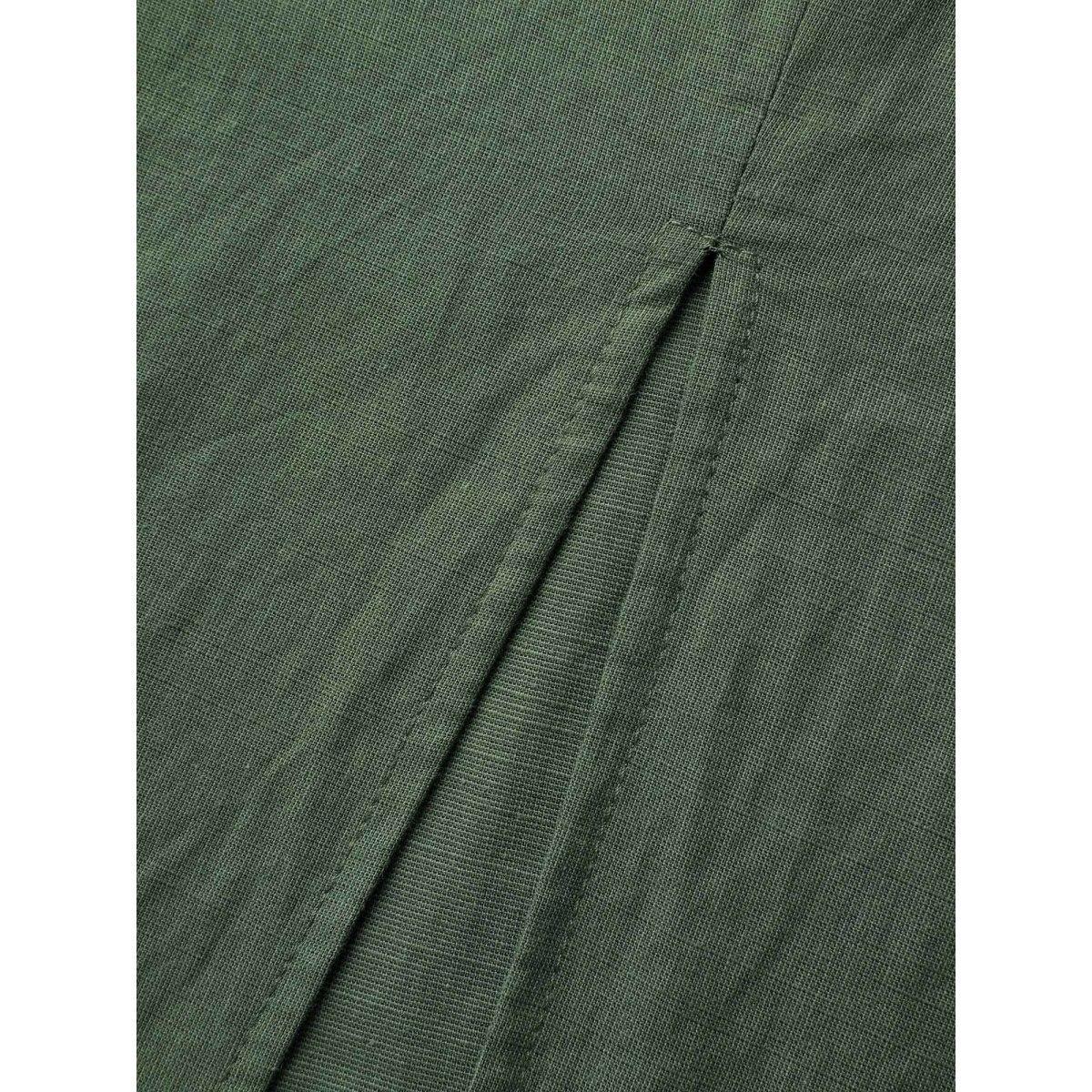 Plus Size Overall Straps Front Slit Pockets Midi Dress Emerald Women Square Neck Sleeveless Curvy BloomChic 22-24/3X Product Image
