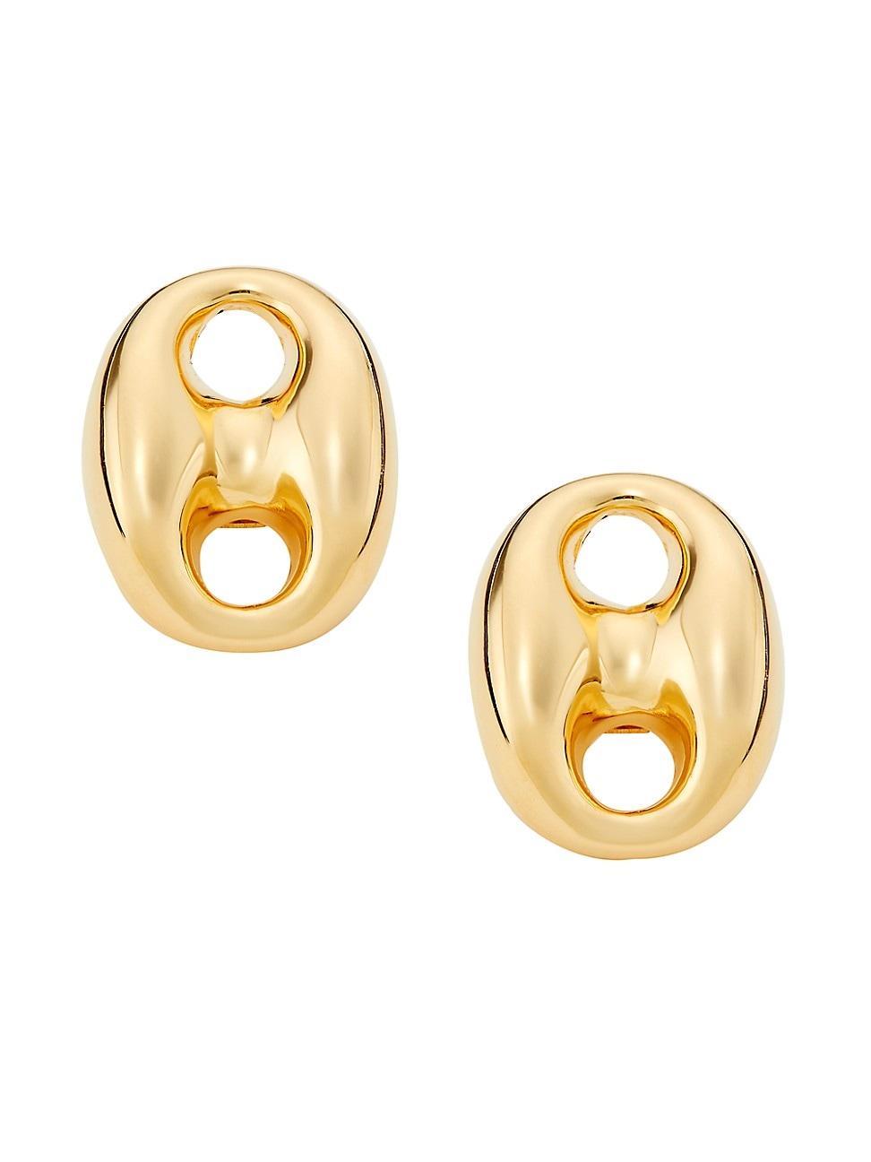 Womens 14K Yellow Gold Puffy Mariner-Link Stud Earrings Product Image