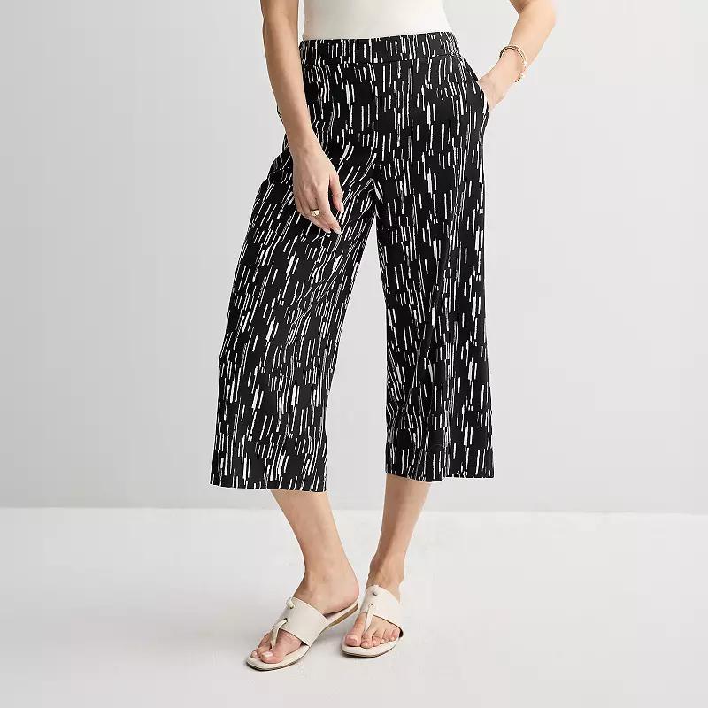 Petite Nine West Airflow Pull-On Wide Leg Crop Pants, Women's, Size: XXL Petite, Black Bolder Stripes Product Image
