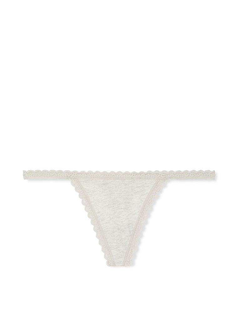 Lace-Waist Heather Rib V-String Panty Product Image