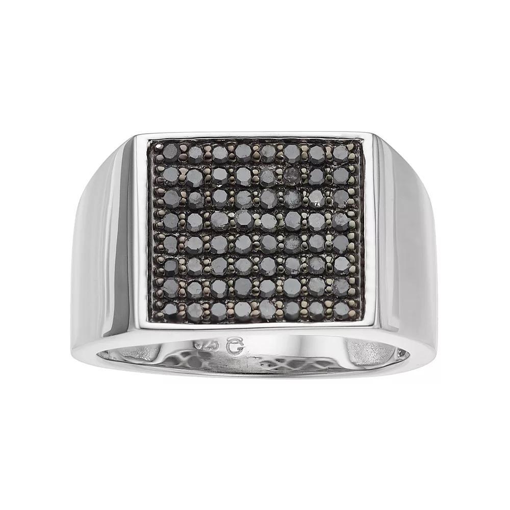 Men's Sterling Silver 3/4 Carat T.W. Black Diamond Ring, Size: 10 Product Image