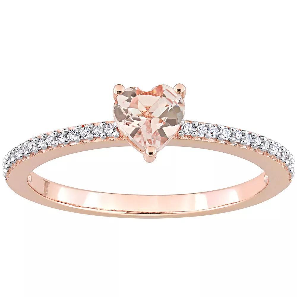 Stella Grace 10k Rose Gold Morganite & Diamond Accent Heart Promise Ring, Women's, Size: 7 Product Image