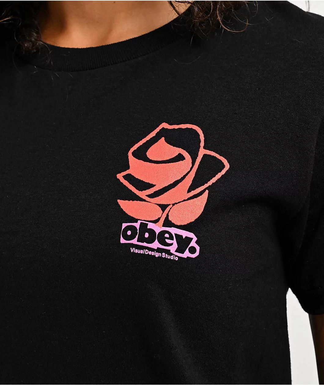Obey Rose Collage Black T-Shirt Product Image