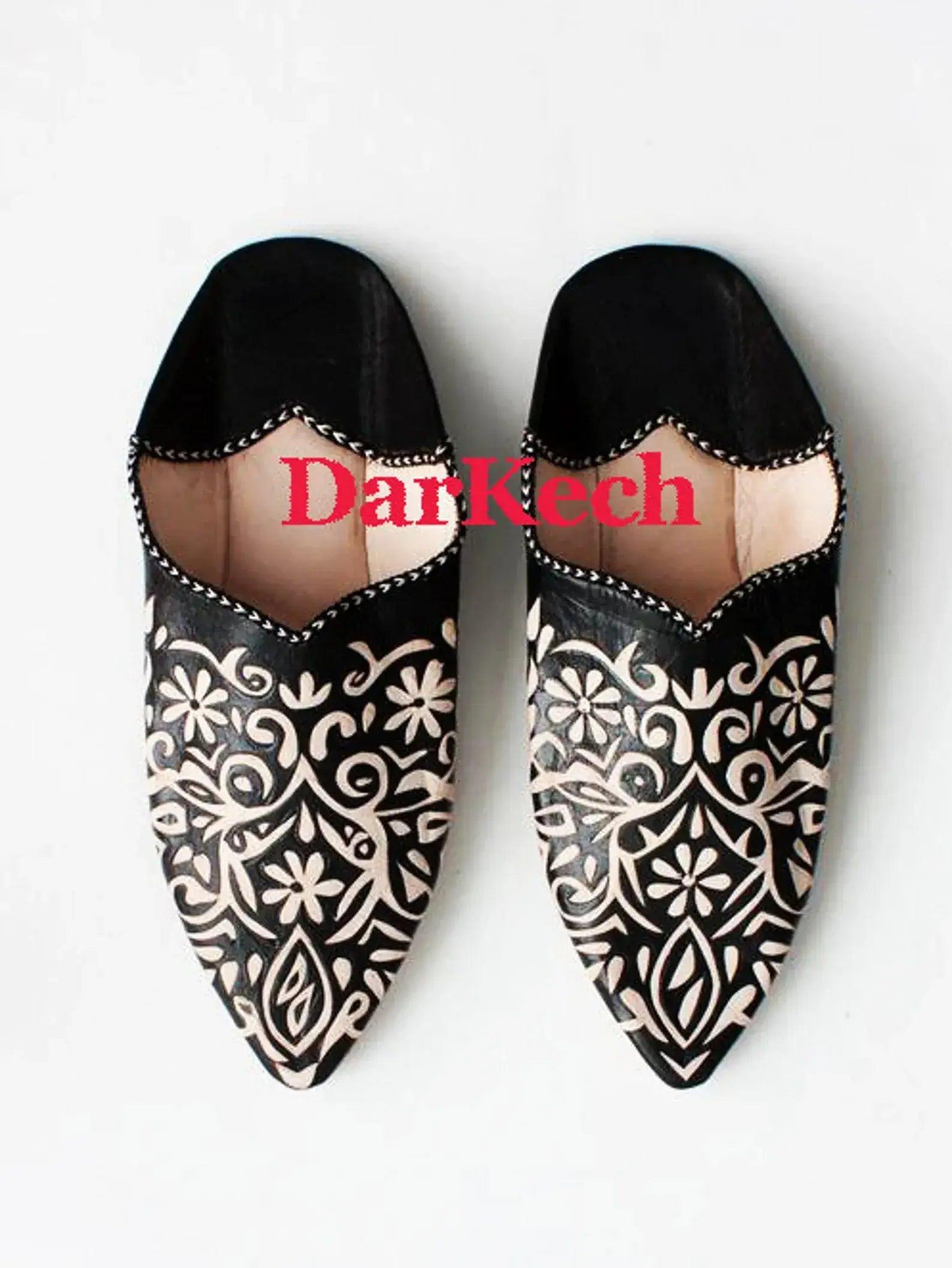 Moroccan Leather Slippers With Sequin Embroidery For Women Product Image