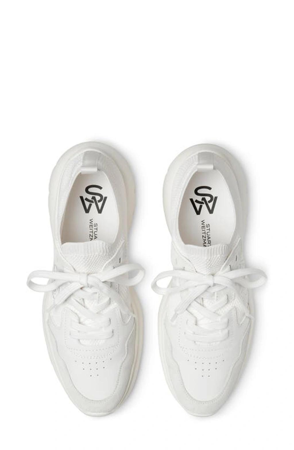 STUART WEITZMAN 5050 Stretch Knit Chunky Runner Sneakers In White Product Image