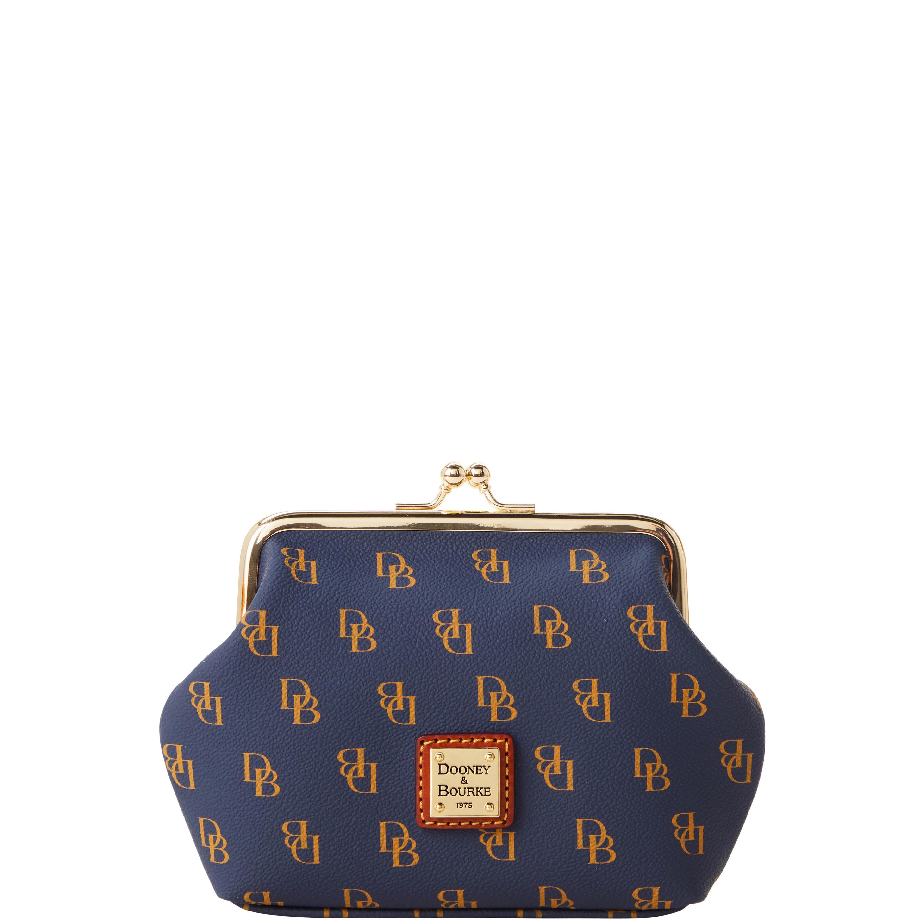 Dooney & Bourke Womens Gretta Large Framed Coin Coated Cotton Purse Bag in Bordeaux Product Image