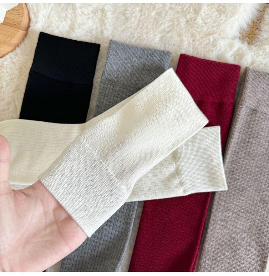 Plain Ribbed Knee High Socks Product Image