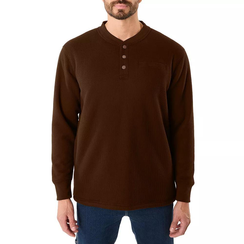 Men's Smith's Workwear Regular-Fit Sherpa Bonded Thermal Henley Pullover, Size: Medium, Bark Brown Product Image
