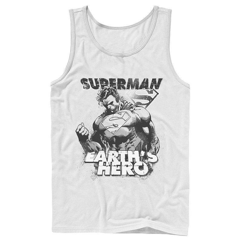 Men's DC Comics Superman Earth's Hero Sketched Poster Tank Top, Size: XL, Grey Product Image