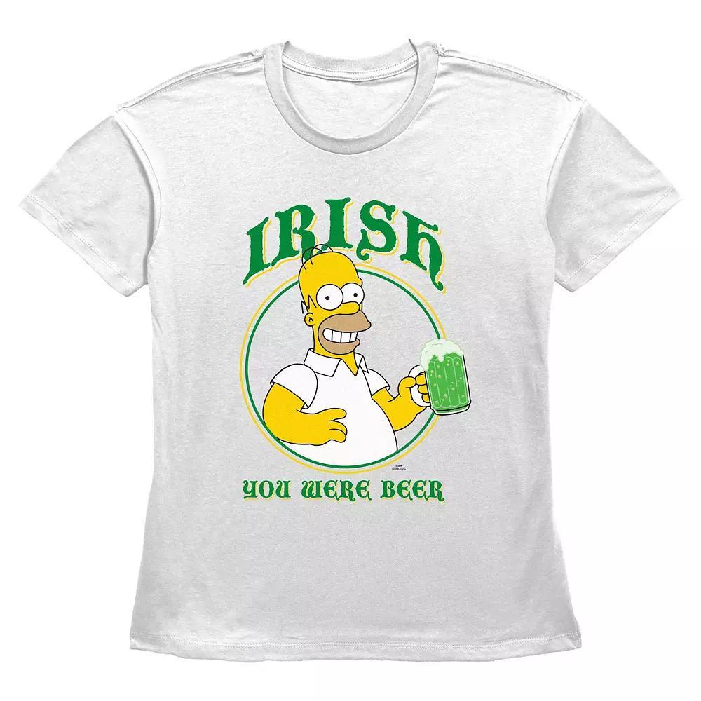 Women's The Simpsons Homer Simpson Irish You Were Beer Graphic Tee, Size: Medium, White Product Image
