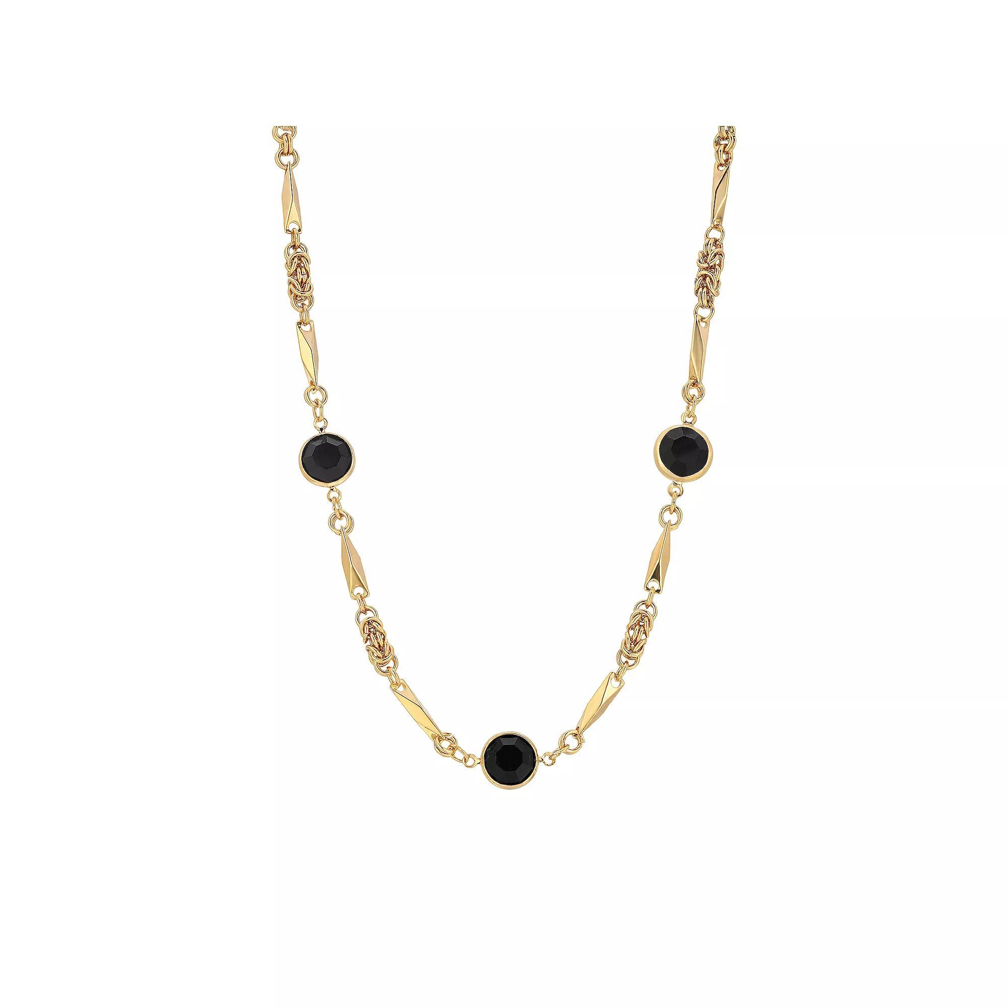 1928 Gold-tone Black Channel Necklace, Womens Product Image