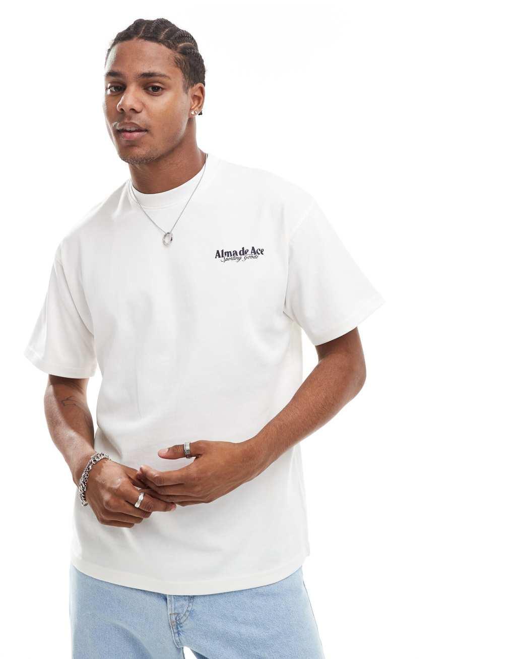 Alma de Ace t-shirt with logo back print in white  Product Image