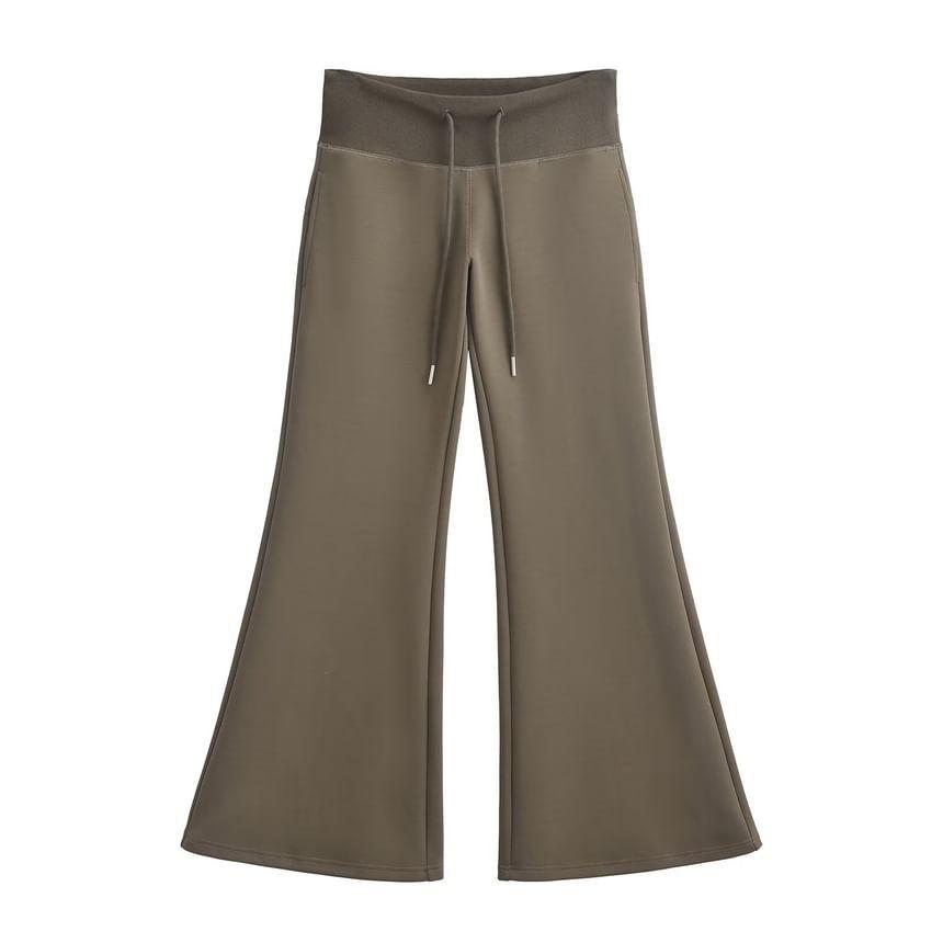 Drawstring Waist Plain Flared Sweatpants Product Image