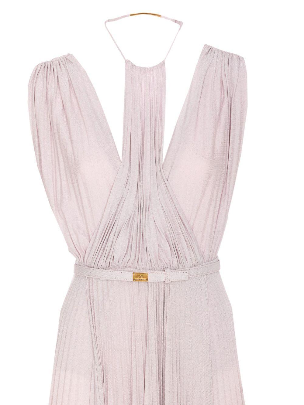 pleated maxi dress with halter neckline Product Image