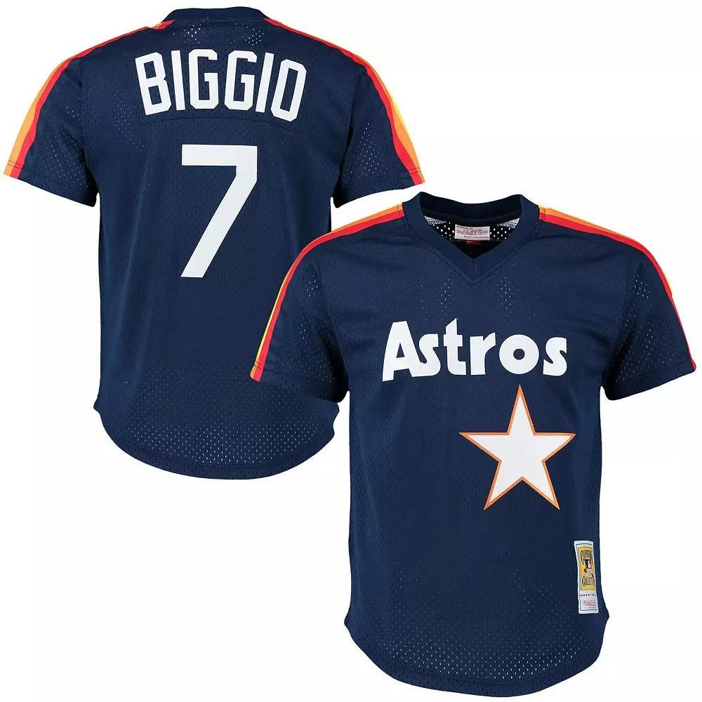 Men's Mitchell & Ness Craig Biggio Navy Houston Astros Cooperstown Mesh Batting Practice Jersey, Size: 3XL, Blue Product Image