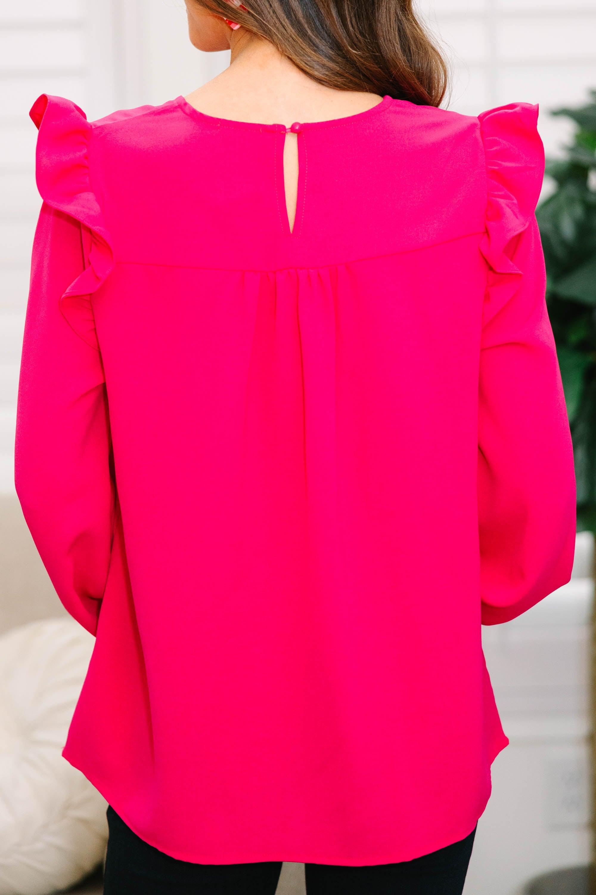 Feeling Important Fuchsia Pink Ruffled Blouse Female Product Image