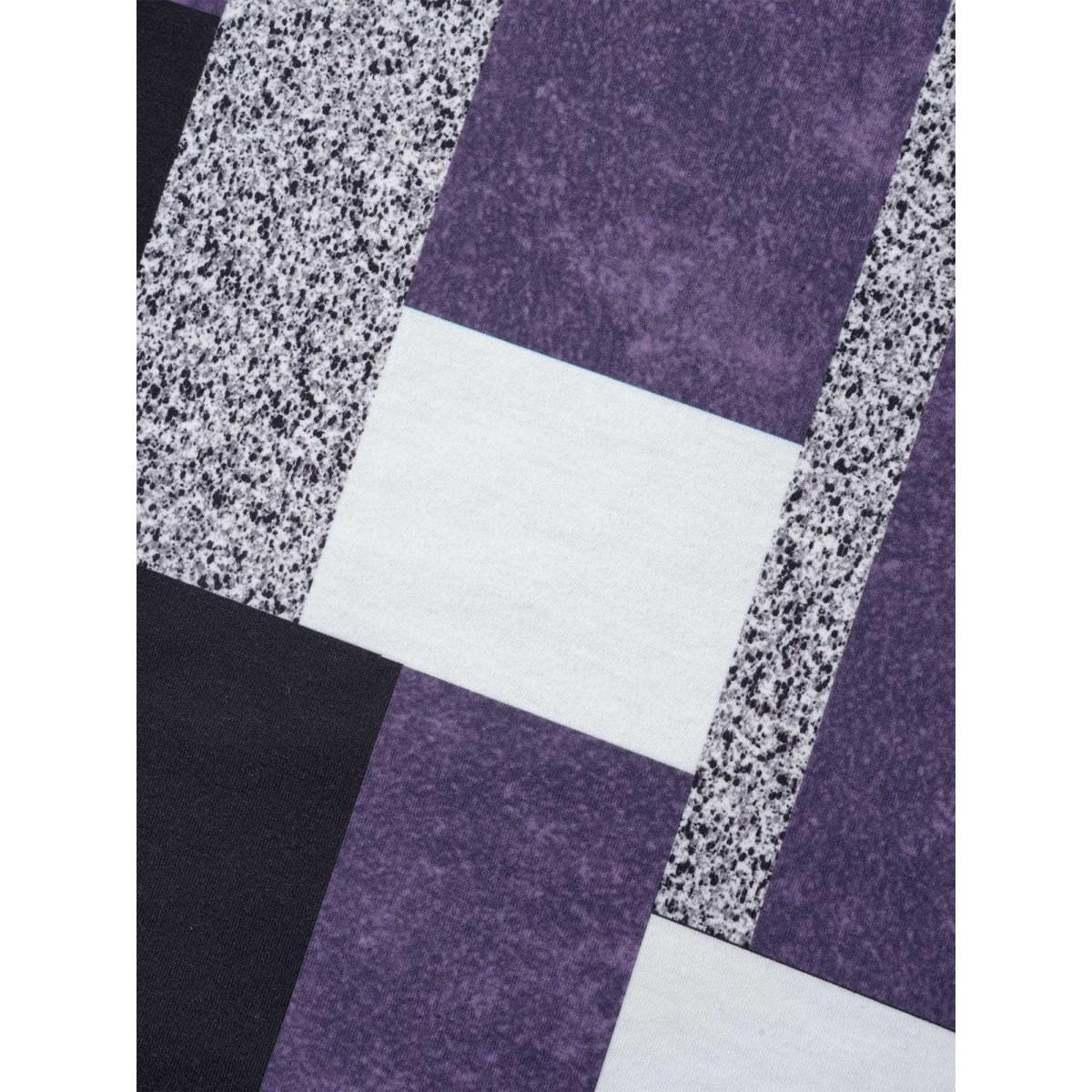 Plus Size Crew Neck Geometric Patchwork Sweatshirt Women Deeppurple Casual Contrast Loose Round Neck Everyday Sweatshirts BloomChic 10/M Product Image