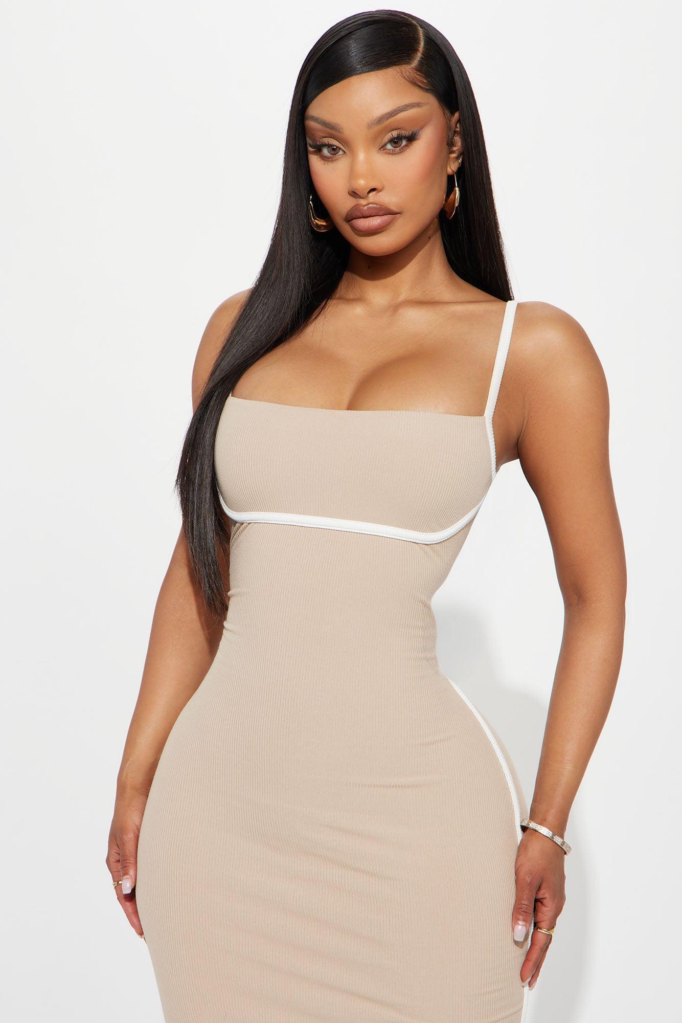 Take Control Ribbed Midi Dress - Taupe Product Image