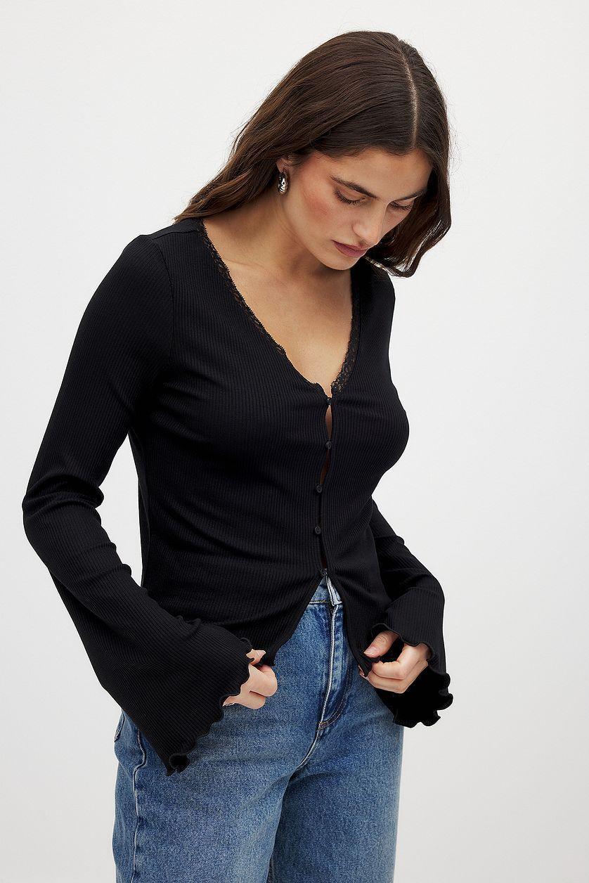 Lace Detail Rib Top Product Image
