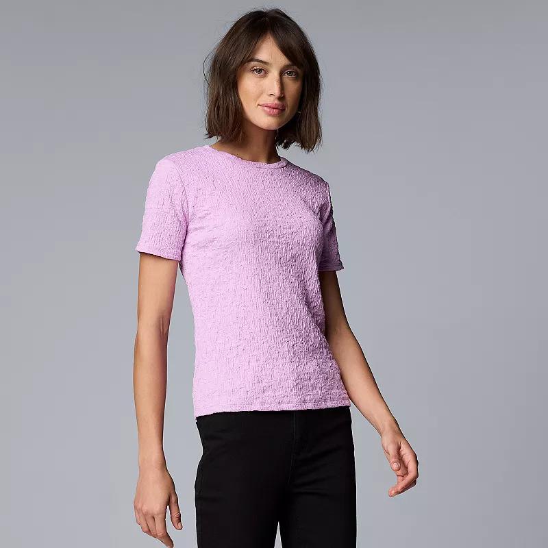 Women's Simply Vera Vera Wang Textured Tee, Size: Large, Vera Cerulean Blue Product Image